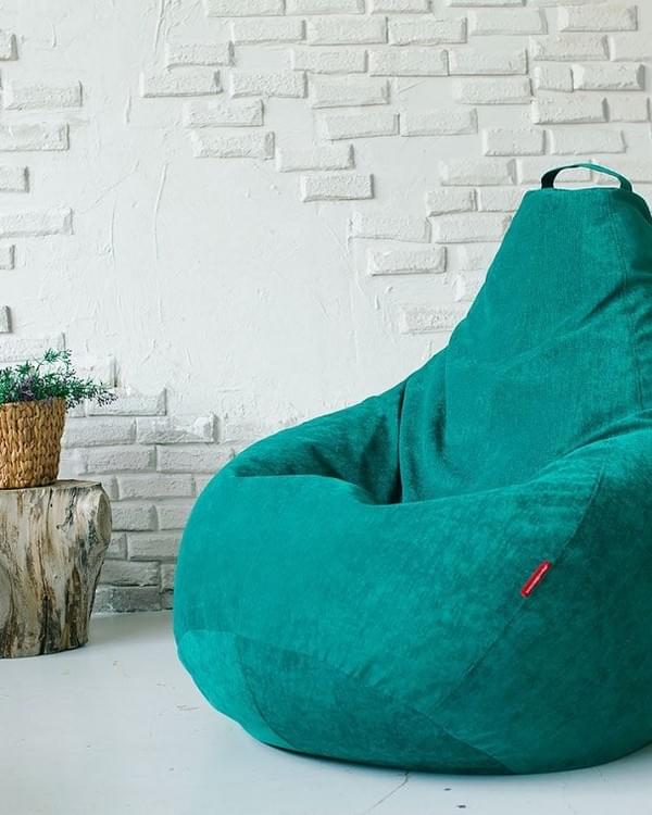 Темно зеленый кресло мешок фото в интерьере